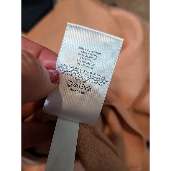 Express Pink Gold Shimmer Ribbed Bodycon Midi Sweater Dress Size Medium New - Picture 8 of 9